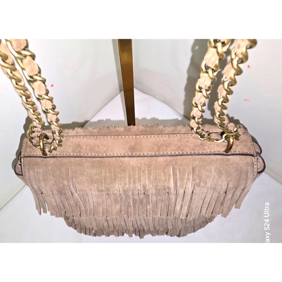 Tory Burch Kira Toupe Suede Fringe Convertible Crossbody Bag - Picture 7 of 10